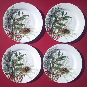 Williams Sonoma Woodland Berry Salad Plates 8 3/4" Set of 4 Porcelain New